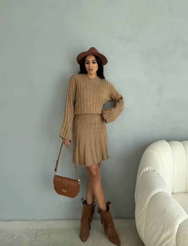 Dark Beige Knitted Set