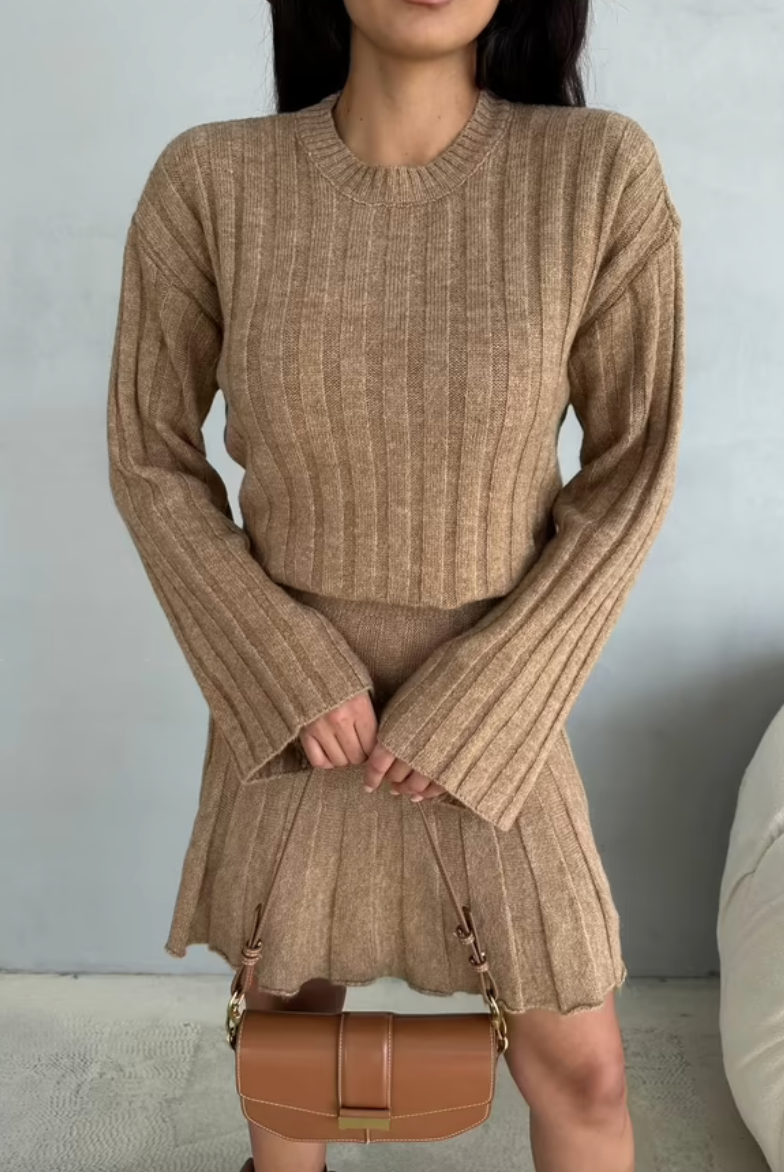 Dark Beige Knitted Set