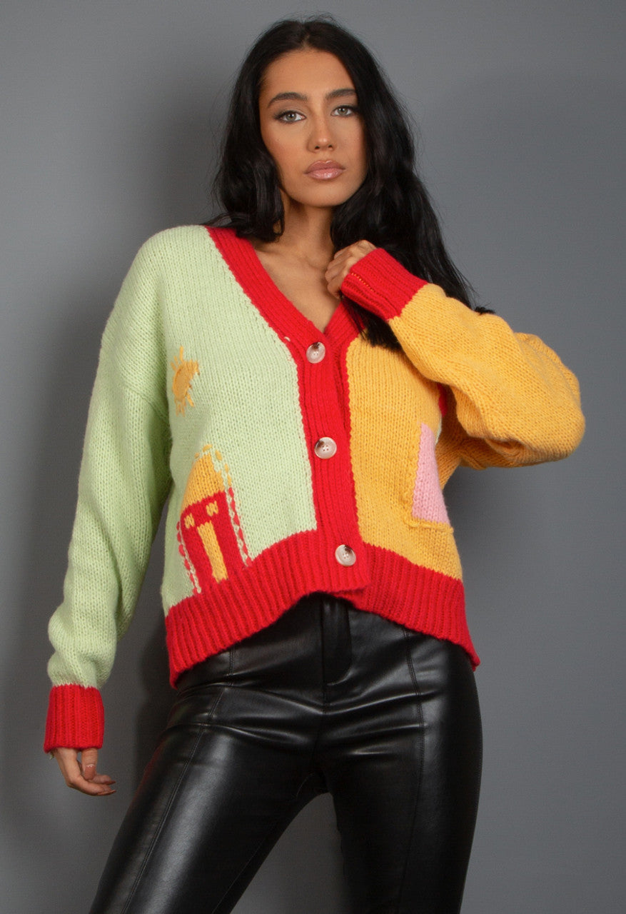 Two Tone Embroidered Cardigan