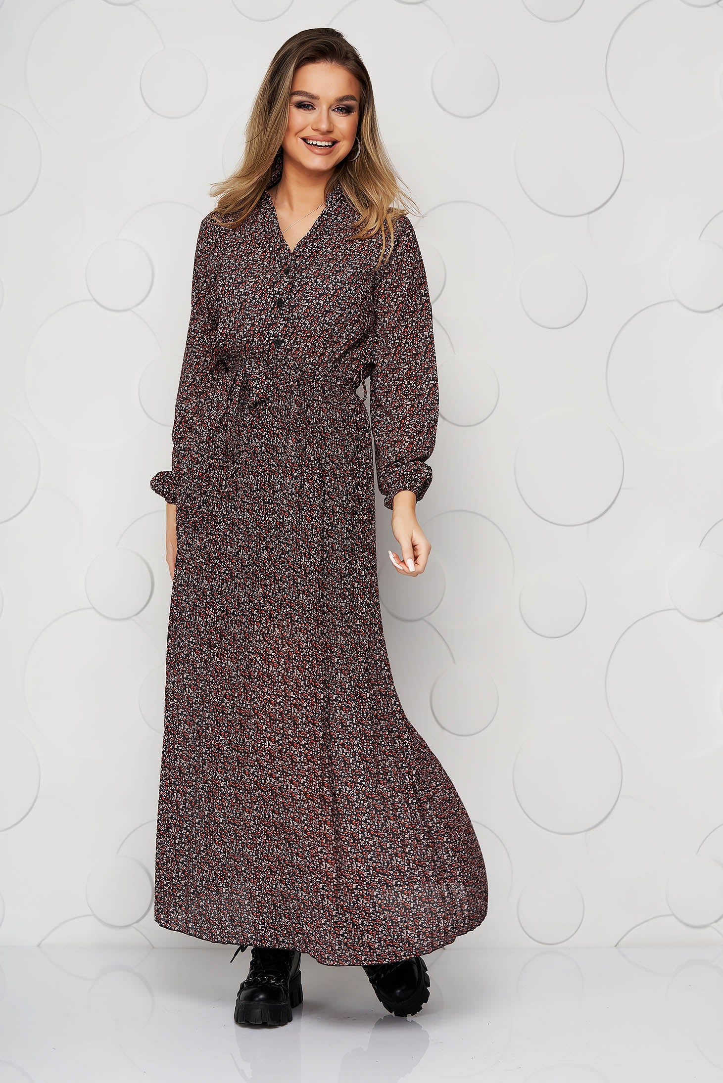 Brown Dress Transparent Chiffon Fabric Folded Up Cloche With Elastic Waist