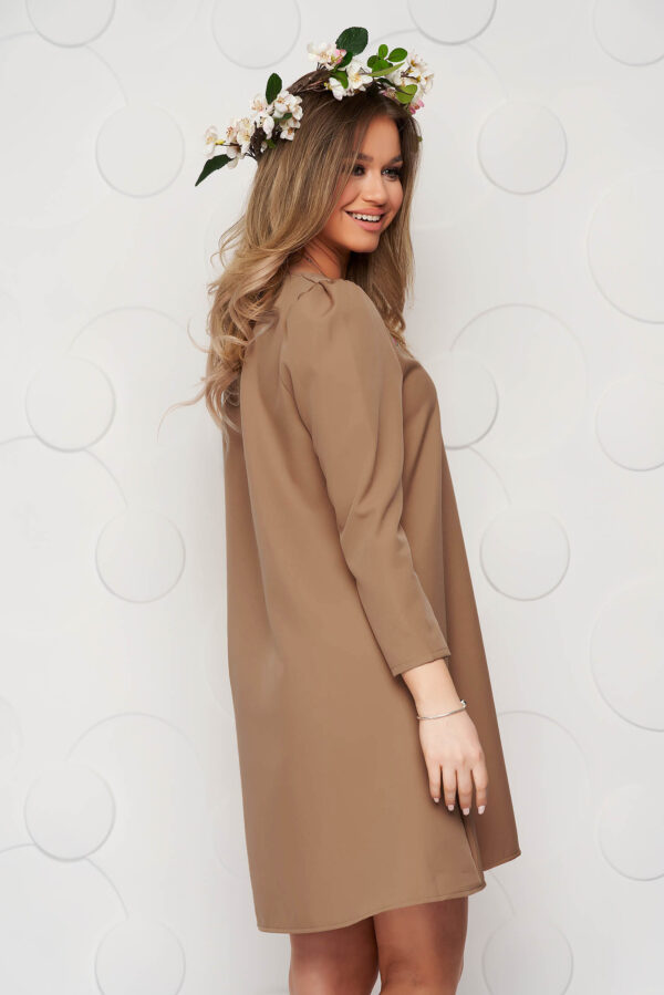 Brown Dress A-Line Slightly Elastic Fabric.