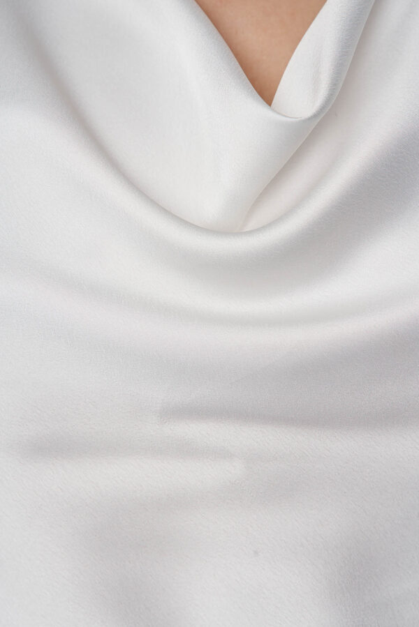 White SunShine Top With Wide Satin Cuts With Straps And Dropped Neckline.
