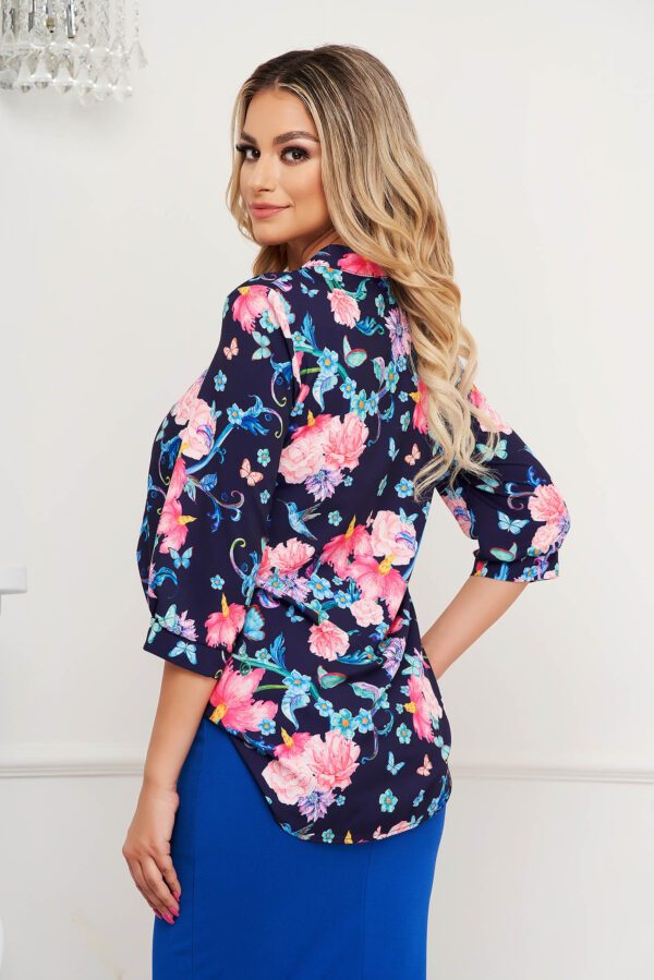 Women`s Blouse With Floral Print Thin Fabric