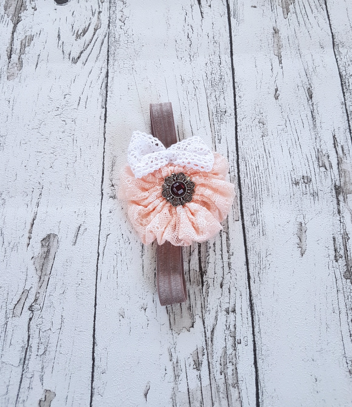 Peach Flower-Bow Headband