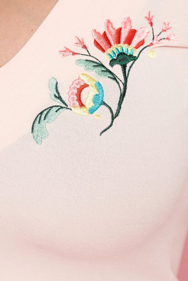 Rosa embroidered women`s blouse with a cleavage bell sleeves