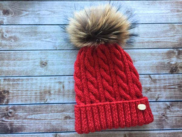 Red Fur Pom Pom Hat
