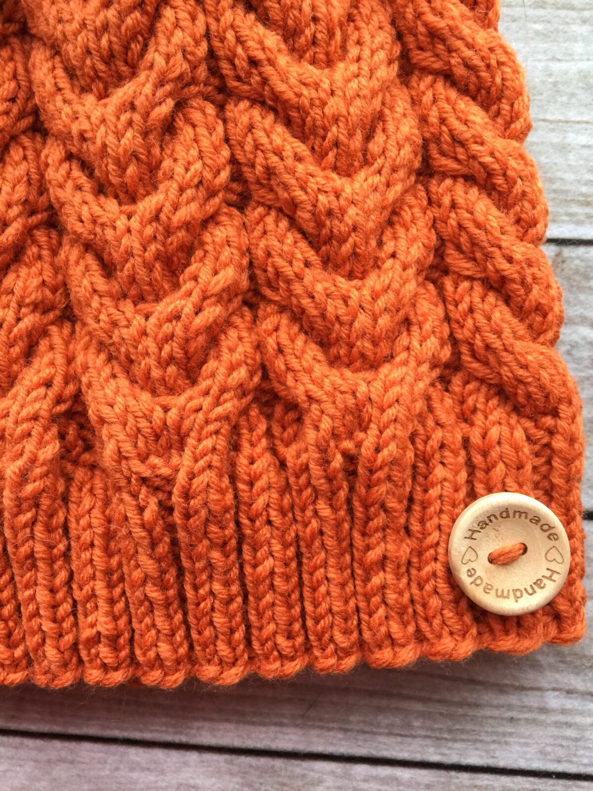 Hand Knitted Fur Pom Pom Orange Hat