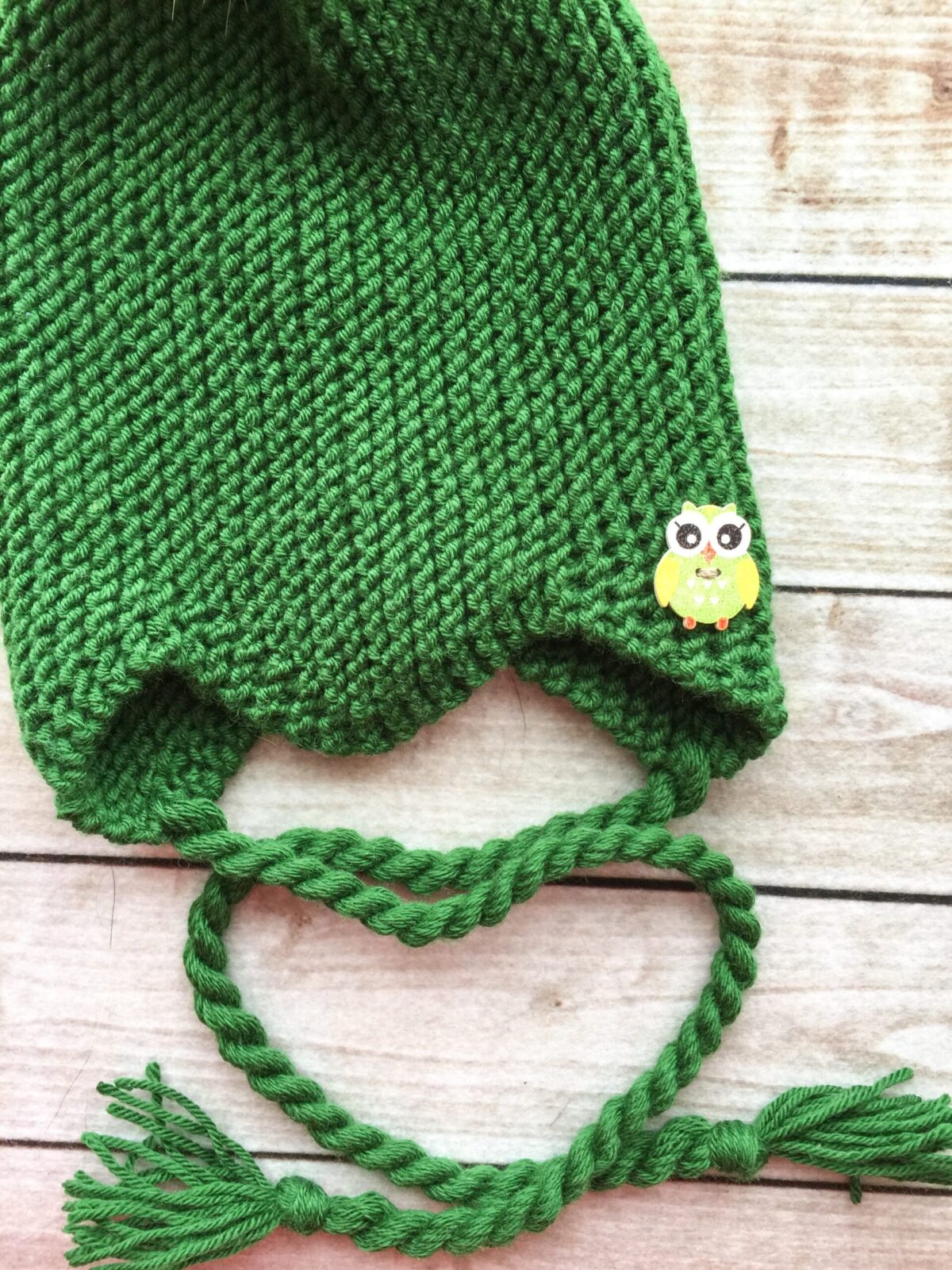Hand Knitted Fur Pom Pom Green Hat