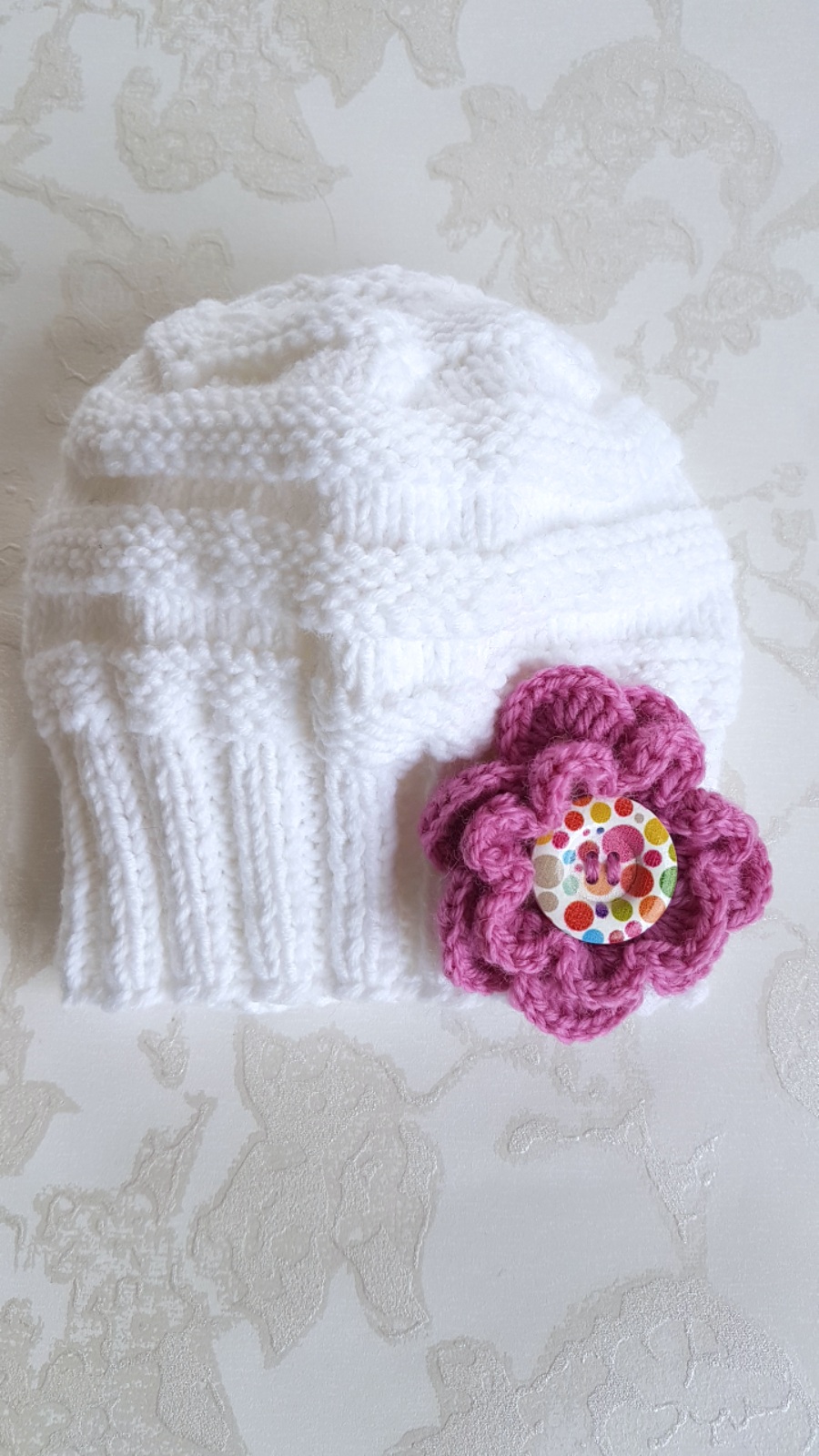Hand Knitted Flower Hat