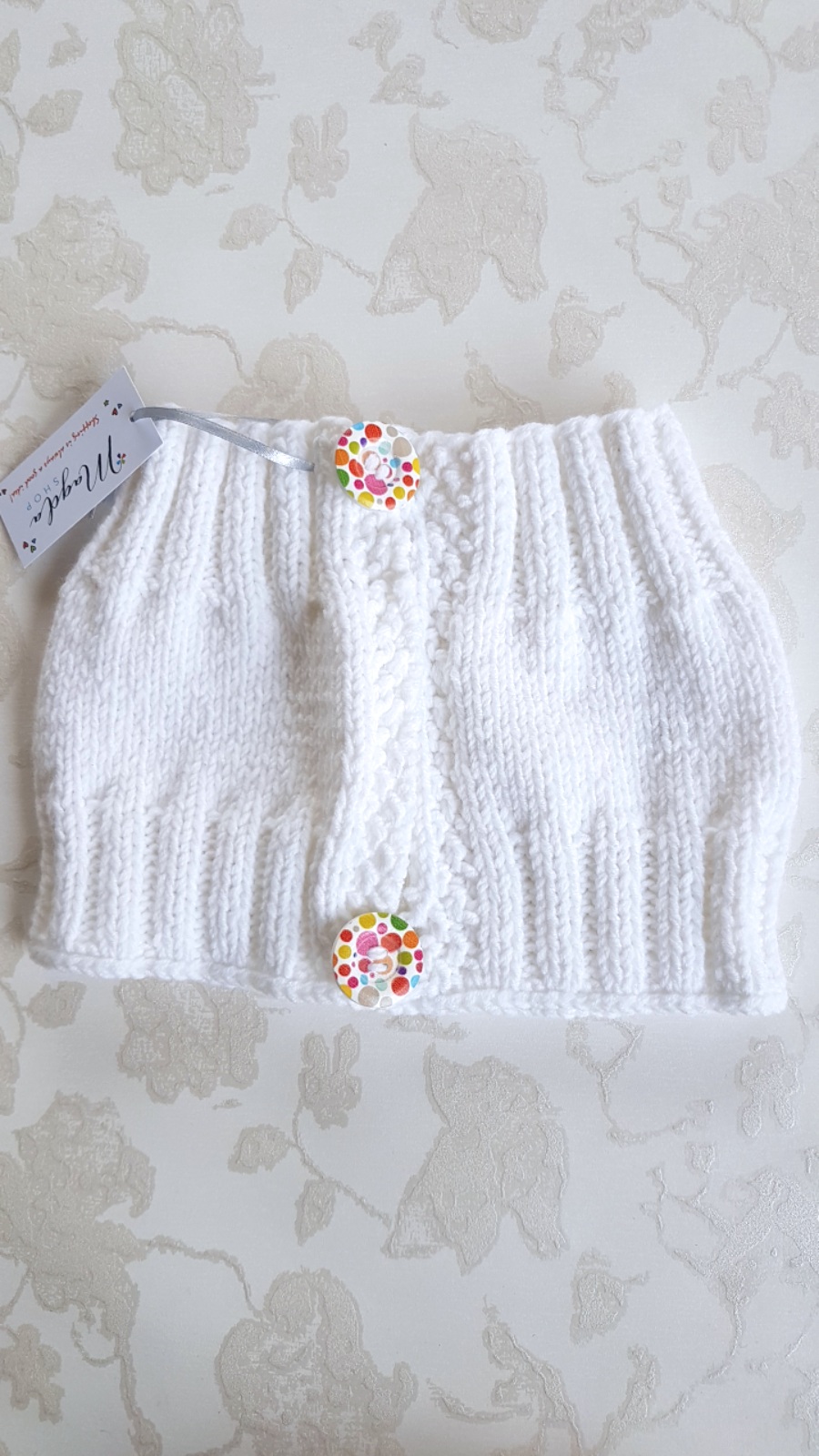 Hand Knitted White Warmer
