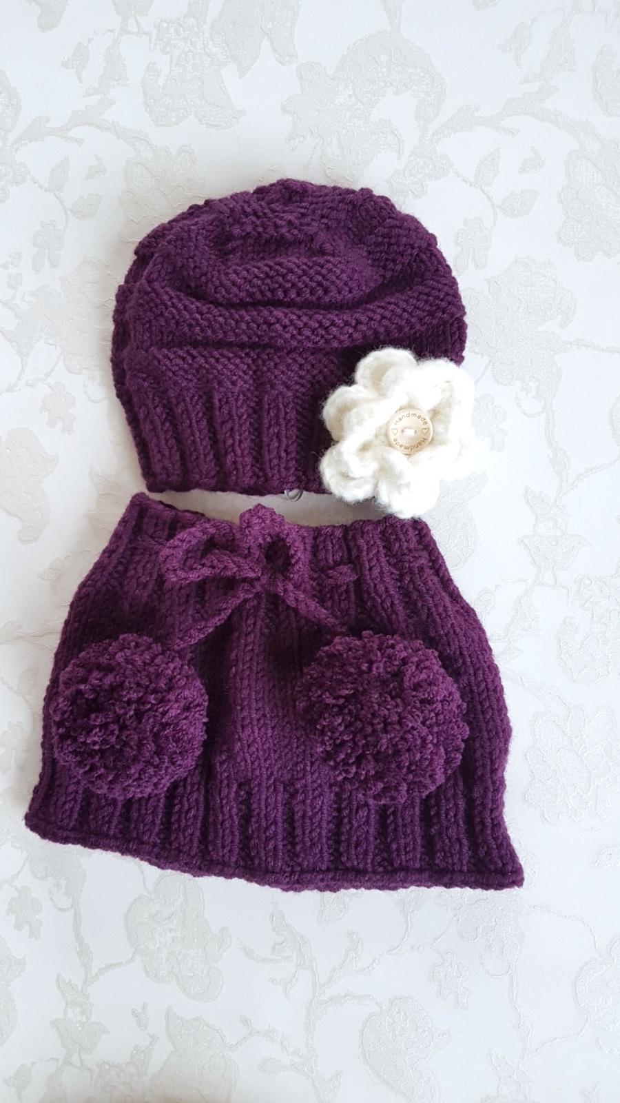 Hand Knitted Dark Violet Hat