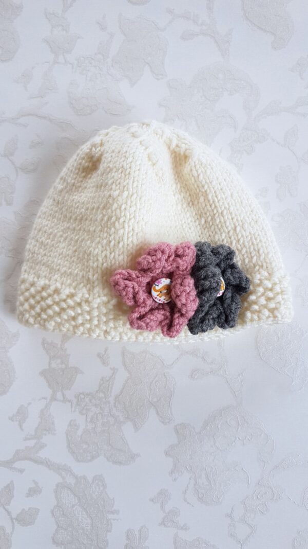 Hand Knitted Flowers Hat
