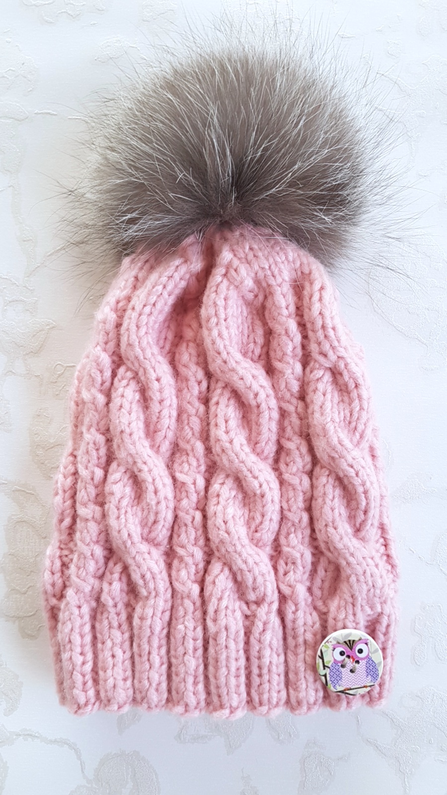 Blush Pink  Fur Pom Pom Hat