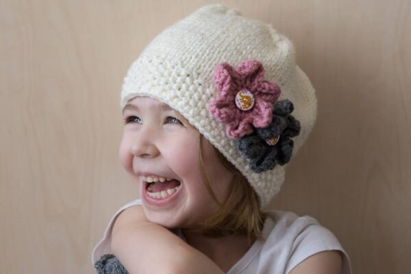 Hand Knitted Flowers Hat