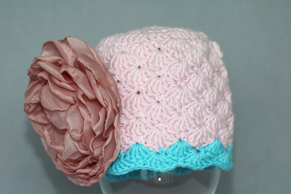 Crochet Hat Luxurious Flower Jewel