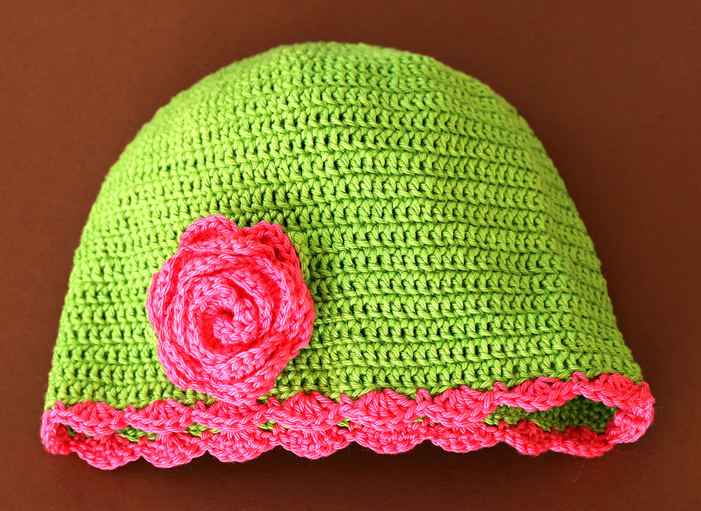 Crochet Hat Pink Flower