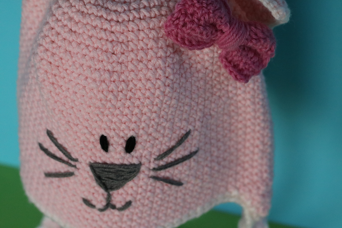 Crochet Hat Pink Kitty