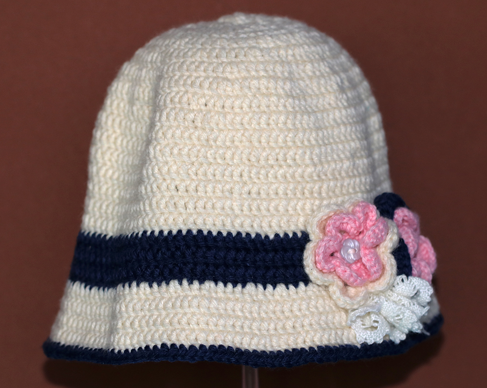 Crochet Hat Elegant Flowers