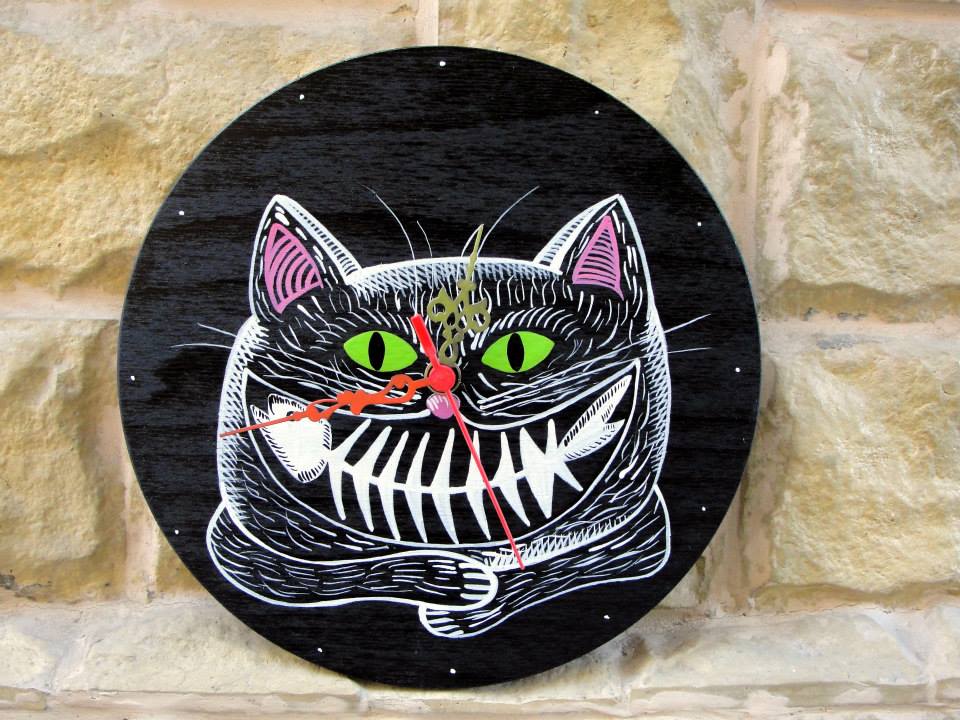 Funny Cat Painted Clock