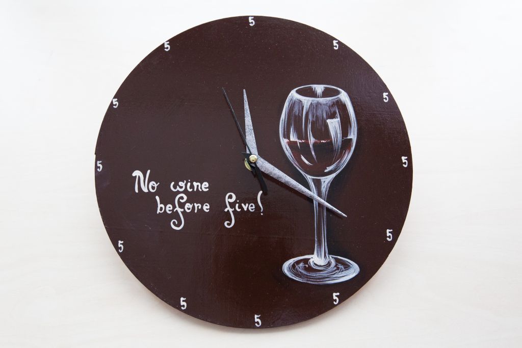 No Wine Before Five Painted Clock