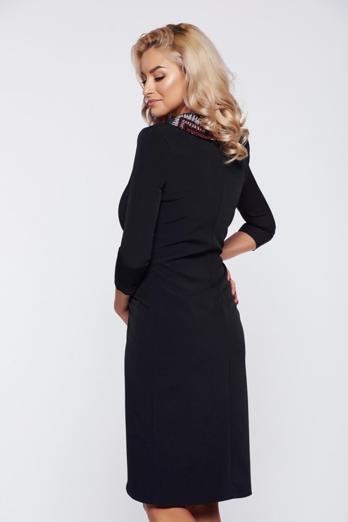 Fall In Love Elegant Daily Wrap Around Black Dress With A Cleavage
