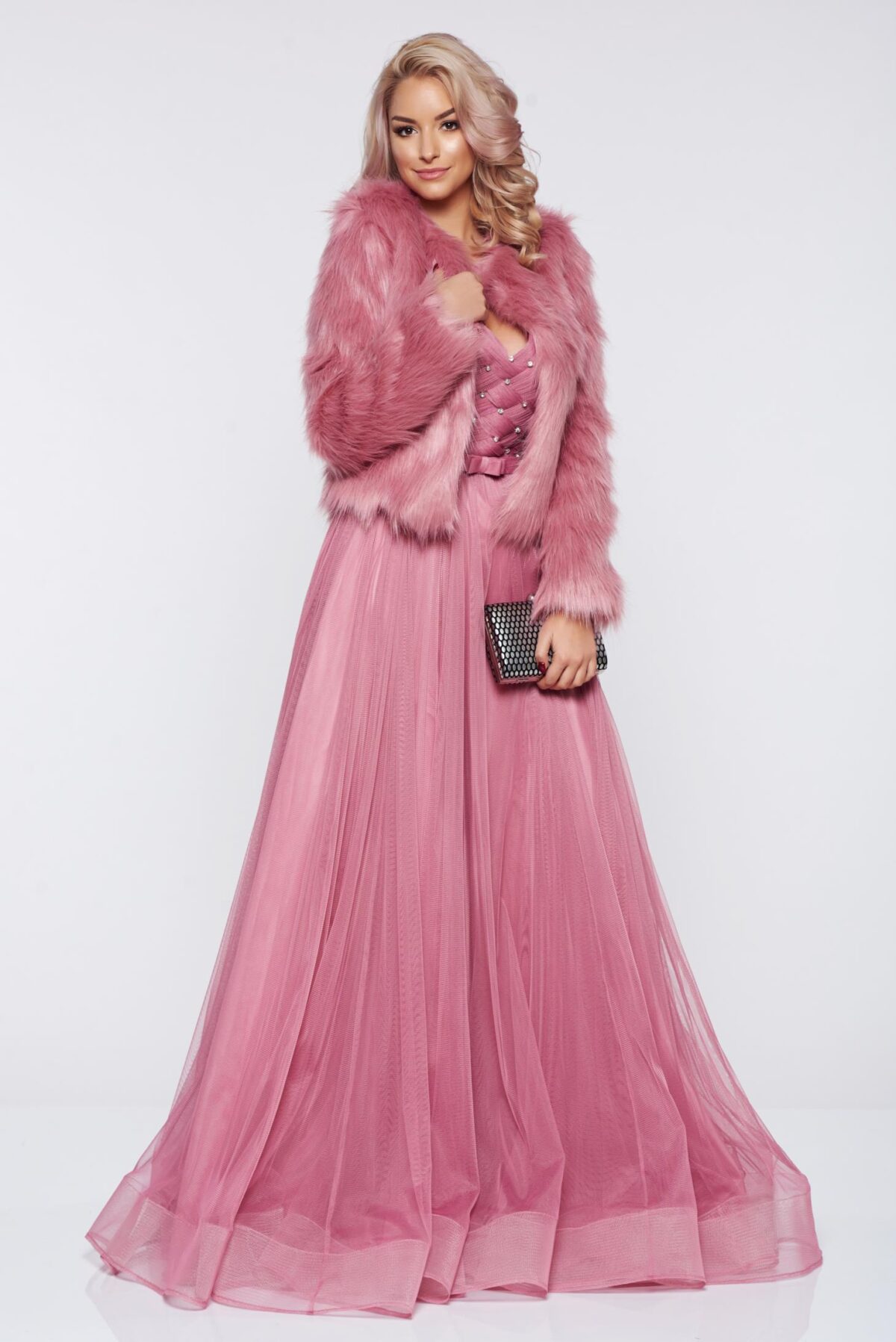 Rosa Elegant Ecological Fur With Inside Lining