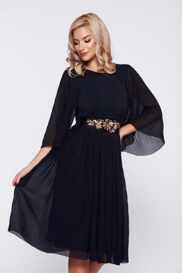 Fall In Love Black  Occasional Dress With Embroidery Details