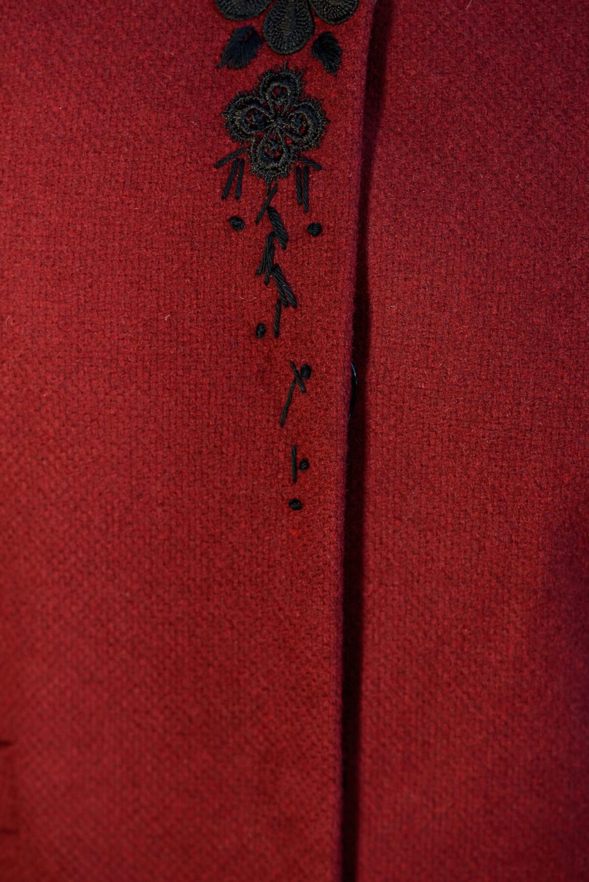 Burgundy Elegant Straight Embroidered Coat