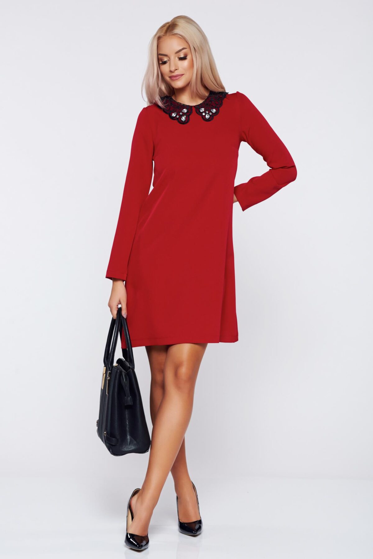 Easy Cut Red Elegant Daily Dress