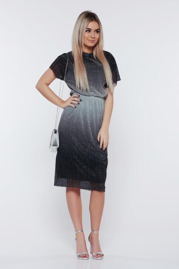 Silver Dress Occasional With Metallic Aspect And Elastic Waist