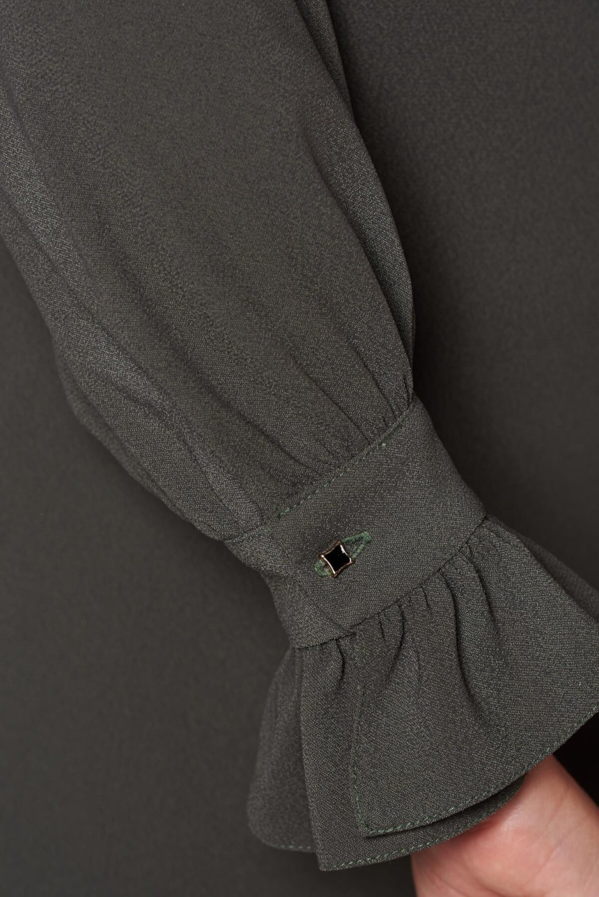 Darkgreen elegant flared dress detachable collar