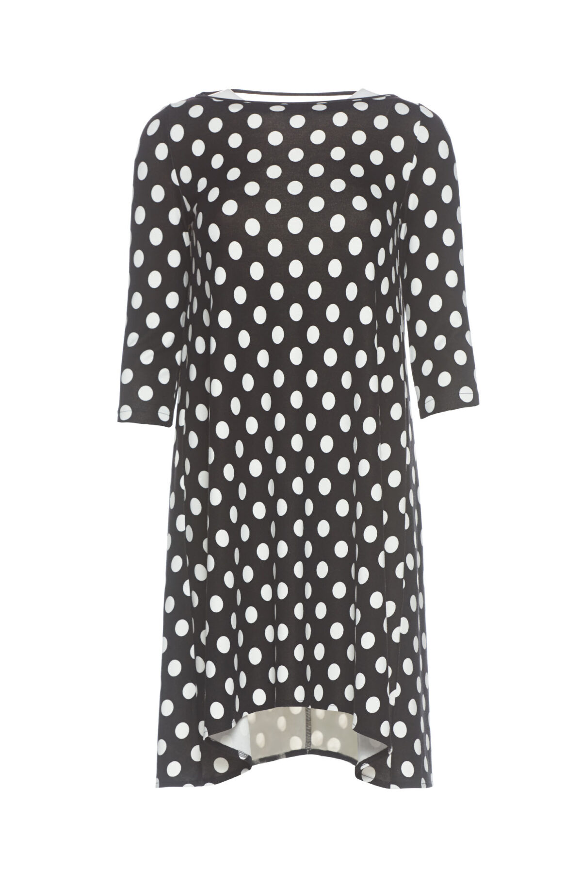 Easy cut black dress with dots print