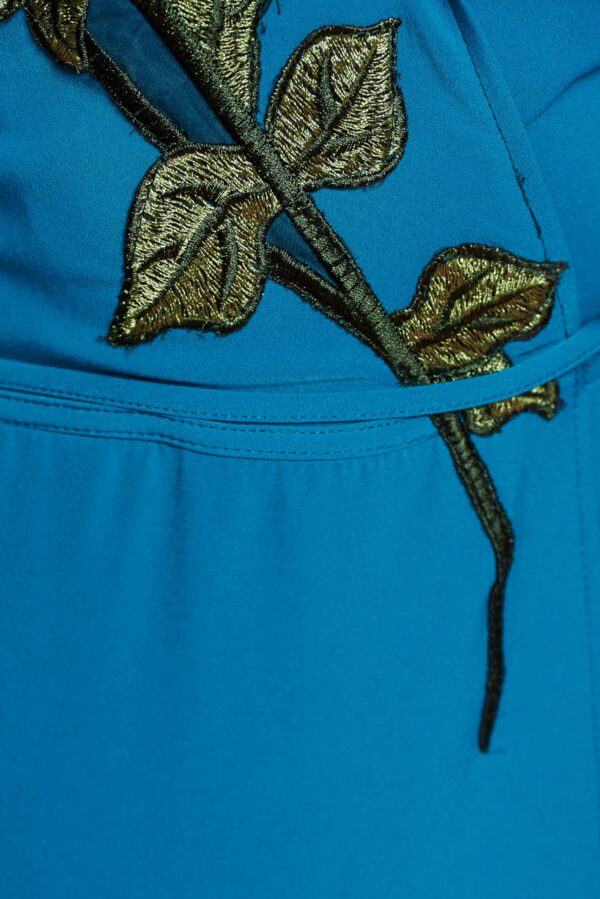 Turquoise Elegant Wrap Around Dress Embroidery Details