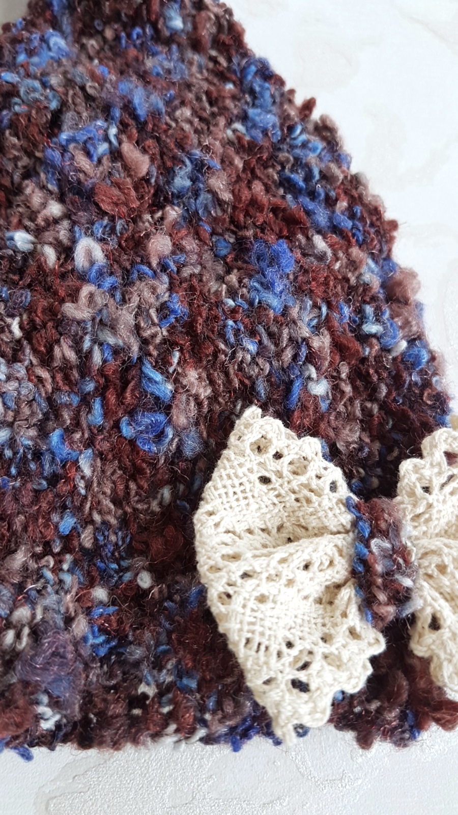 Hand Knitted Newborn Stocking-Bow Hat