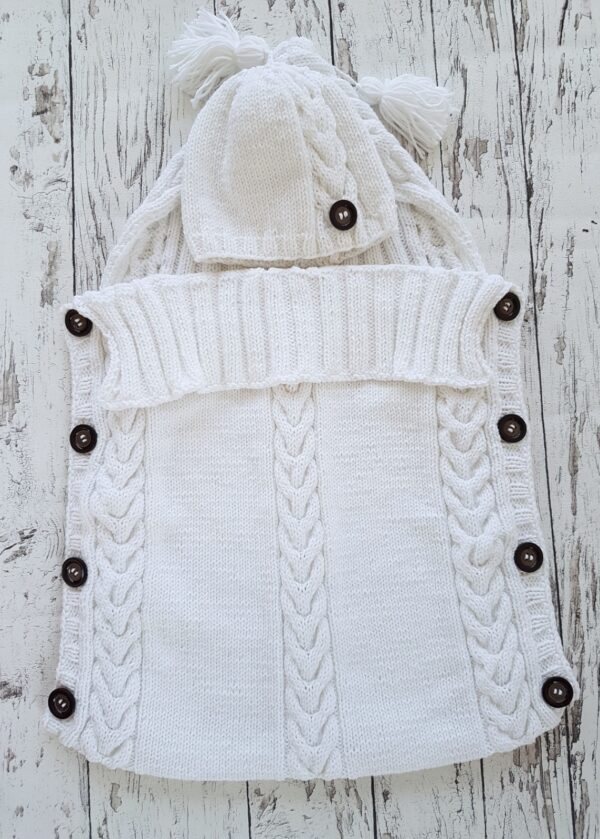 Hand Knitted White Baby Hat