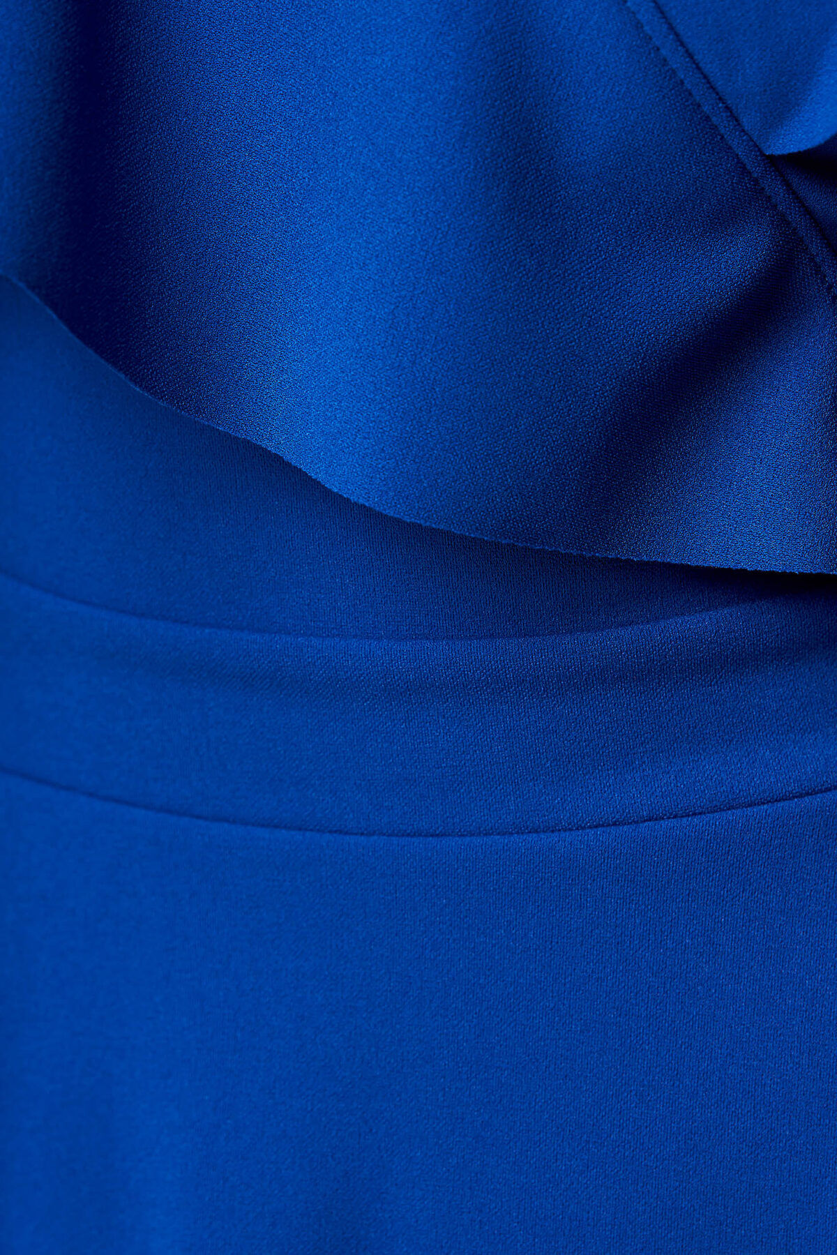 Blue Dress Short Cut Cloche Frilly Trim Around Cleavage Line