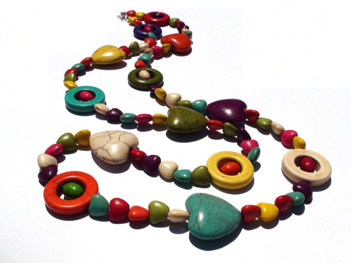 Coloured Howlite Hearts Necklace / Bracelet