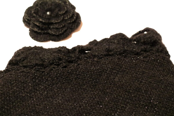 Black Knitted And Crocheted Shawl